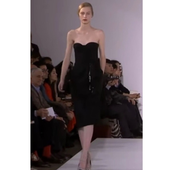★Org.$2480 Paris Runway Collection Piece JIL SANDER Wool Strapless Dress Black36 - Picture 2 of 15